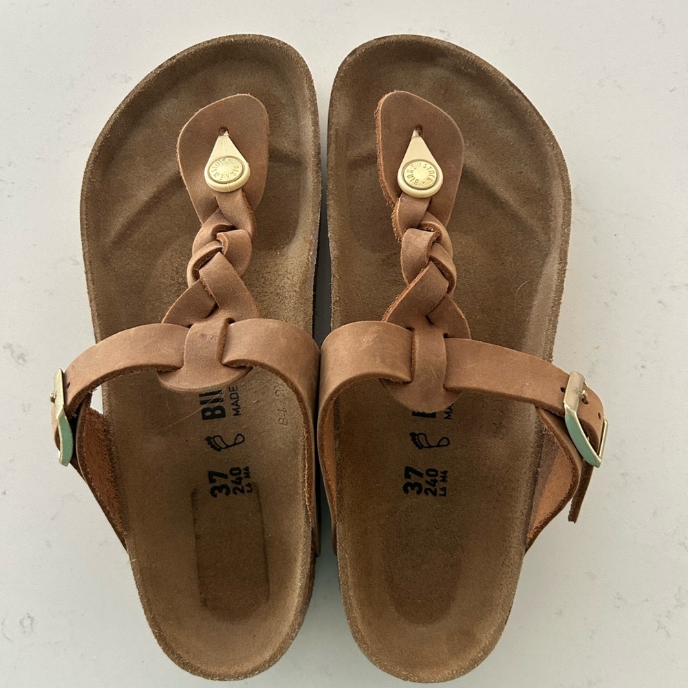 Birkenstock Brown Sandals with Adjustable Straps and Cork Footbed